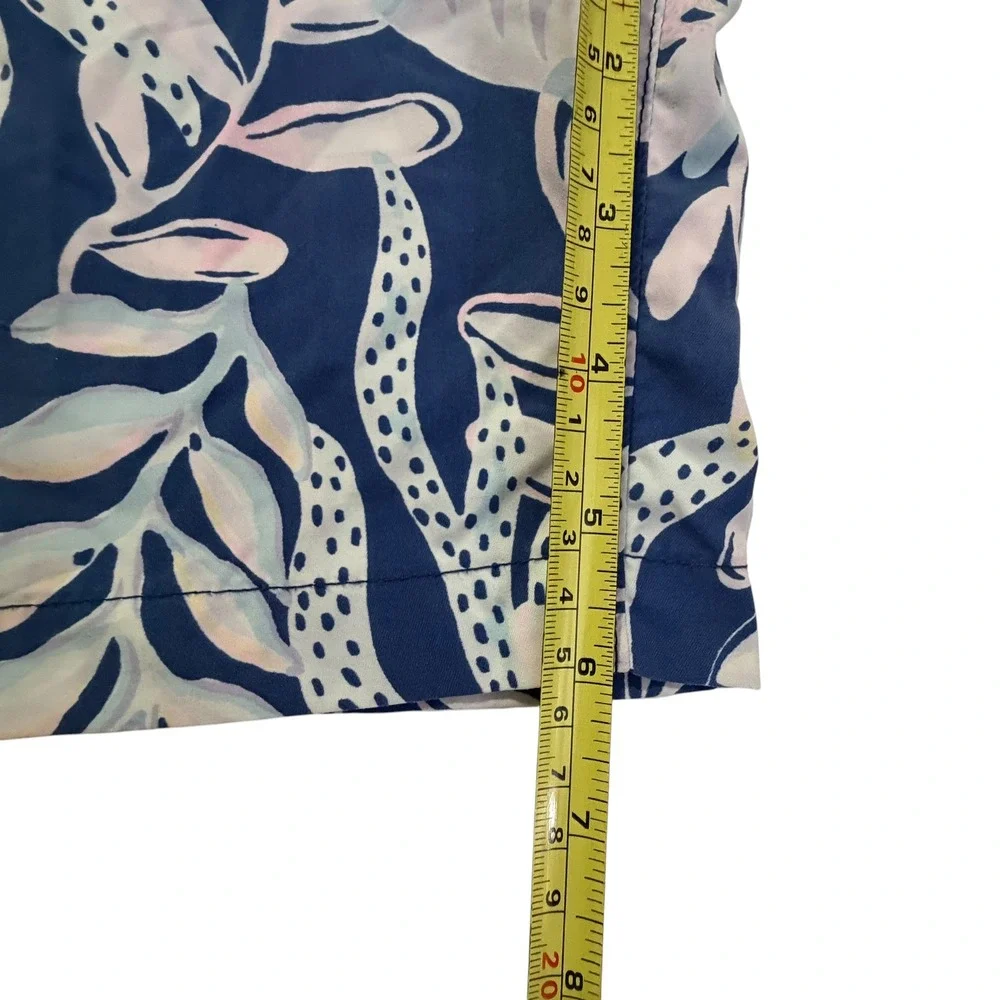 Lilly Pulitzer Mens Capri Trunk Swim Shorts Navy Pink Botanical Print Size Small